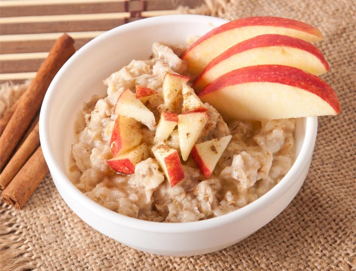 Spiced Apple Oatmeal with Quinoa and Almonds